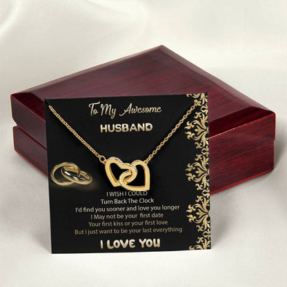 To My Awesome Husband Interlocked Hearts Necklace Interlocking Hearts Necklace