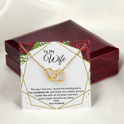 To My Wife - Premium Necklace Interlocking Hearts Necklace