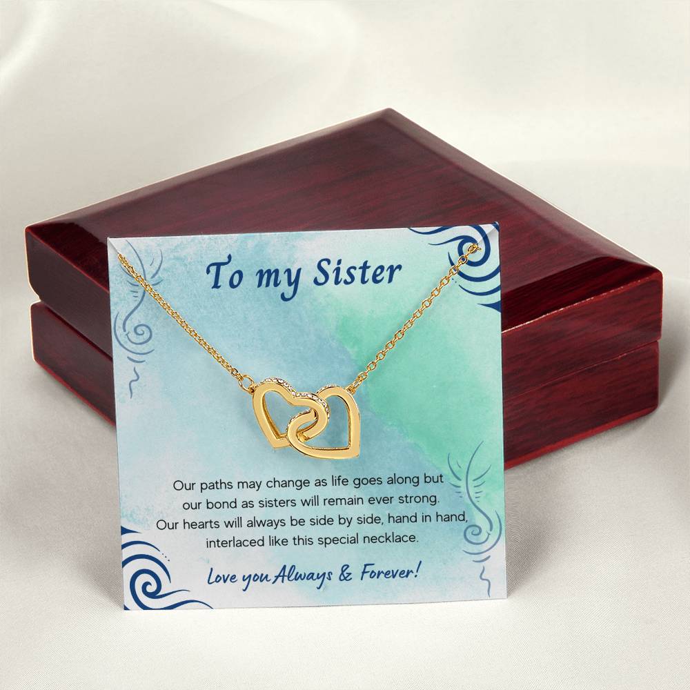 To My Sister Interlocking Hearts Necklace