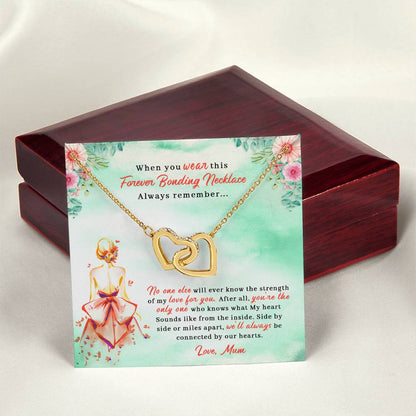 To My Daughter - Unique Heart Bonding Necklace Gift Set Interlocking Hearts Necklace