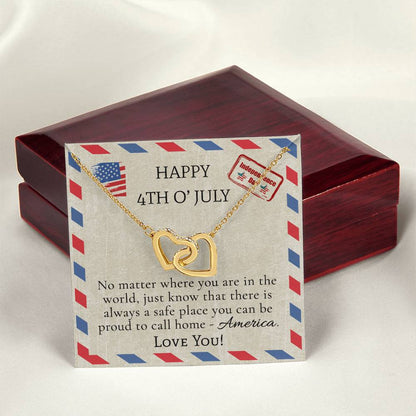 Fourth Of July Necklace Interlocking Hearts Necklace