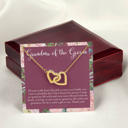 Grandmother Of The Groom Gift Necklace Grandma Wedding Gift Nana Bridal Shower Rehearsal Dinner Thank You Gift Interlocking Hearts Necklace