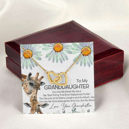 To My Granddaughter Interlocking Hearts Necklace Message Card