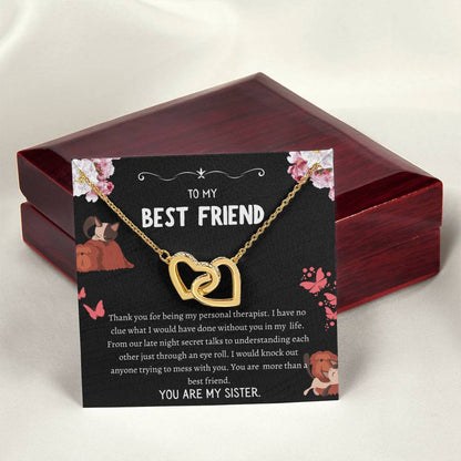 Interlocking Hearts Necklace For Bestfriend Message Card