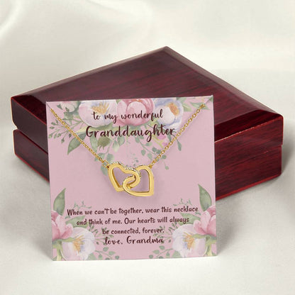 To My Wonderful Granddaughter Our Hearts Will Always Be Connected Love Grandma Interlocking Hearts Necklace