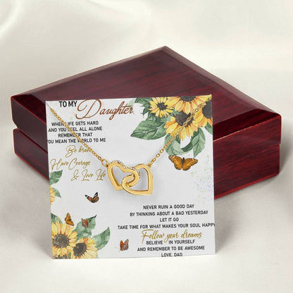 To My Daughter Interlocking Hearts Necklace Message Card
