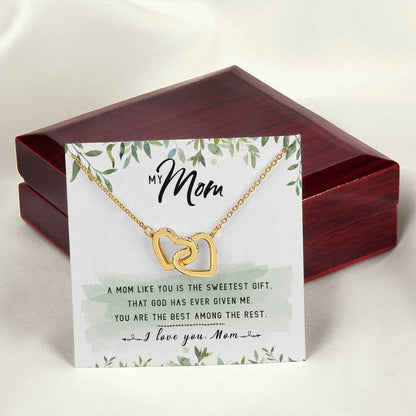 My Mom Interlocking Hearts Necklace Message Card