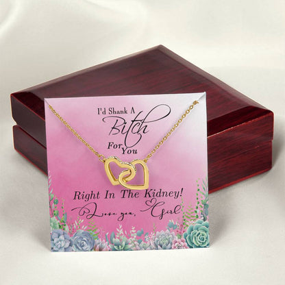 Interlocked Hearts Necklace Gift For Best Friendsister - Funny Message Card - Great Birthday Day Gift Interlocking Hearts Necklace