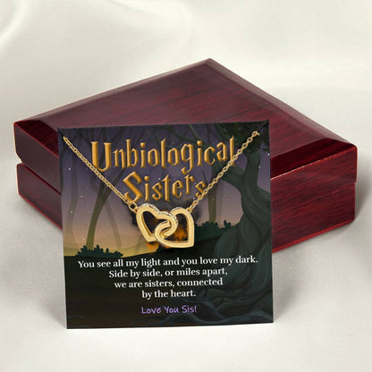 Unbiological Sisters - Always Connected - Necklace Interlocking Hearts Necklace