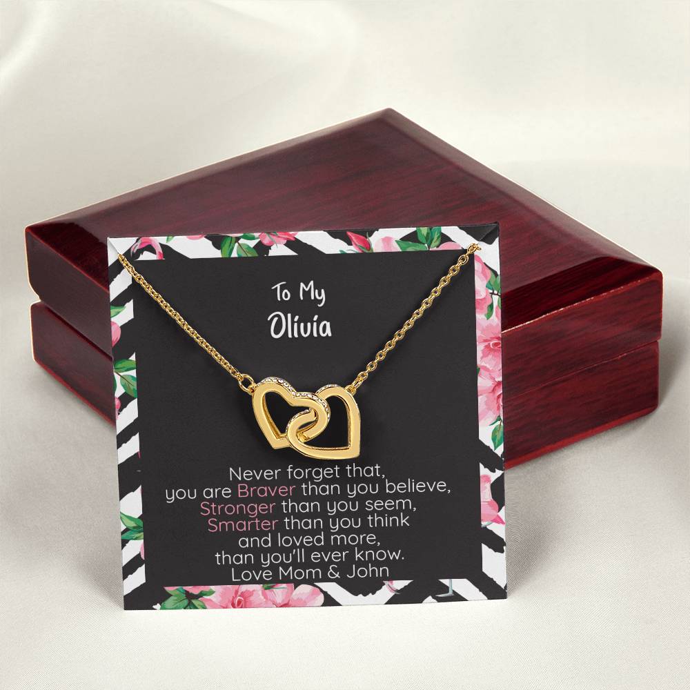 Daughter Conneced Hearts Braver Interlocking Hearts Necklace