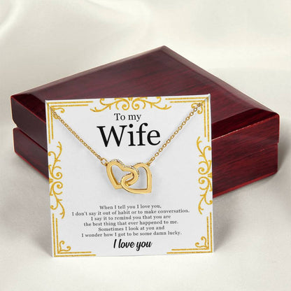 To My Wife - Two Hearts In Love Interlocking Hearts Necklace