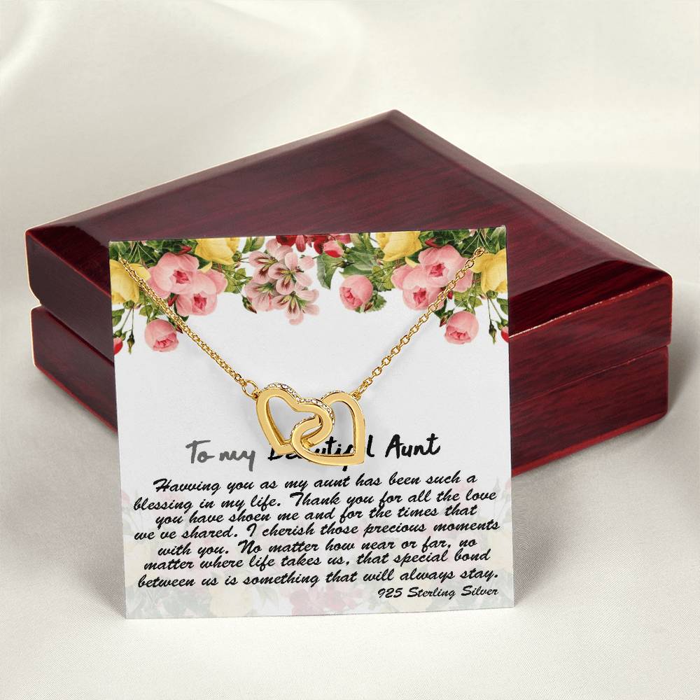 To My Beautiful Aunt Gift Necklace With Thoughtful Card Aunt Necklace Aunt Jewelry Aunt Appreciation Birthday Gift For Aunt Auntie Gift Interlocking Hearts Necklace