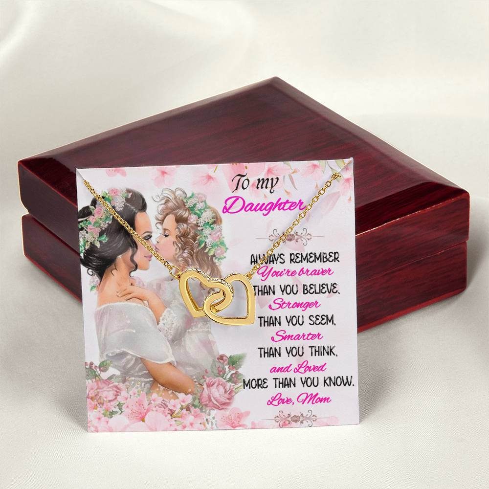Mother Daughter Necklace Interlocking Hearts Necklace For Daughter To My Daughter Message Card Necklace