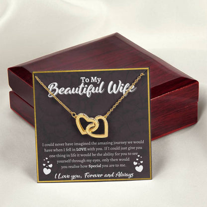 To My Beautiful Wife Interlocked Love Necklace Interlocking Hearts Necklace