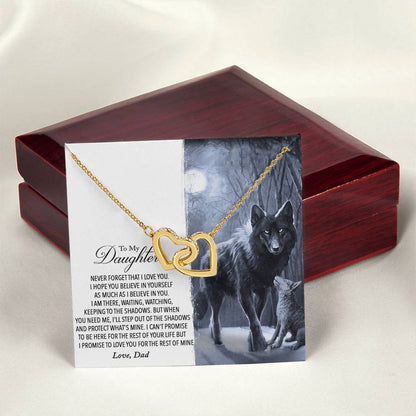 To My Daughter - Never Forget That I Love You Interlocking Hearts Necklace