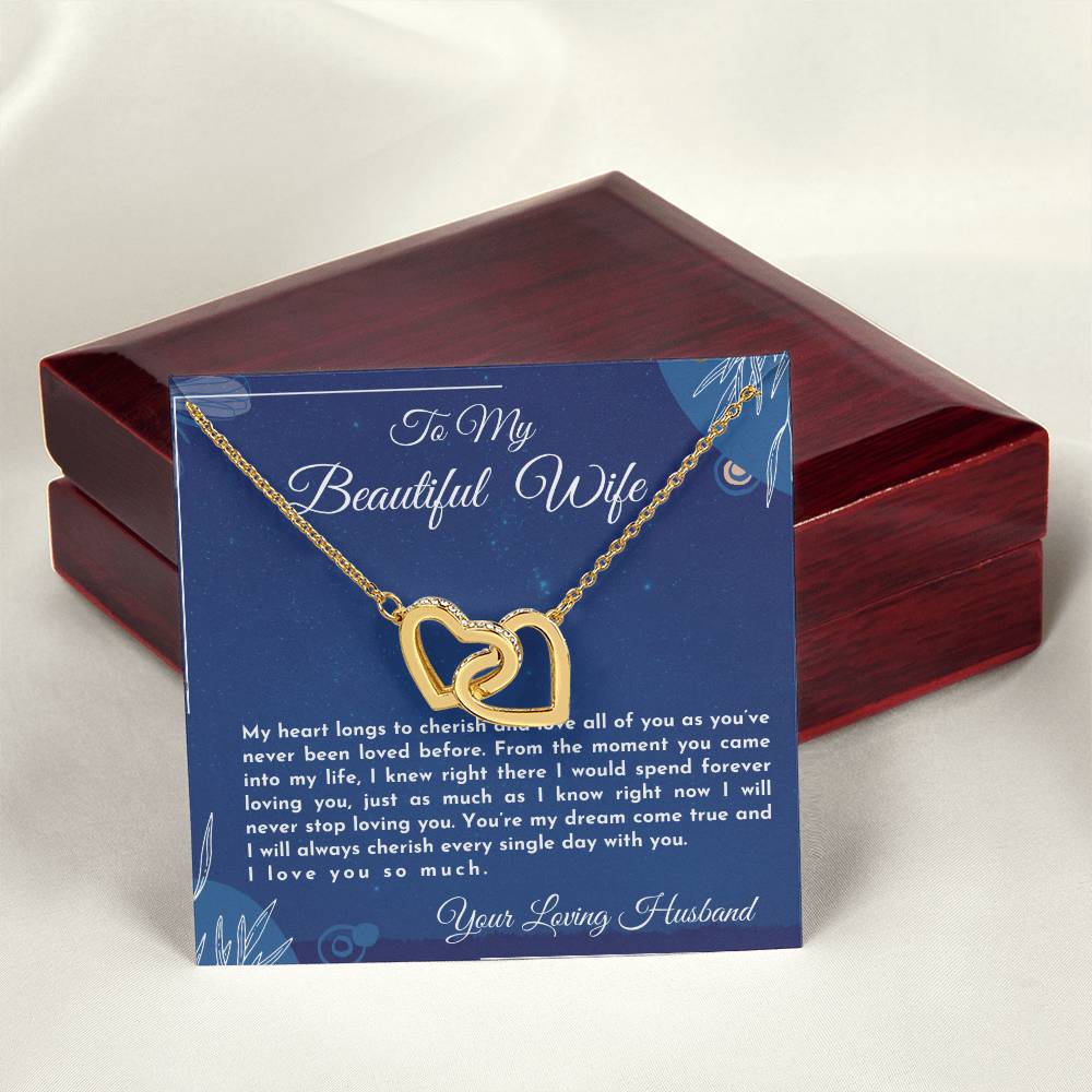 Gift For Wife My Heart Longs To Cherish And Love Interlocking Hearts Necklace