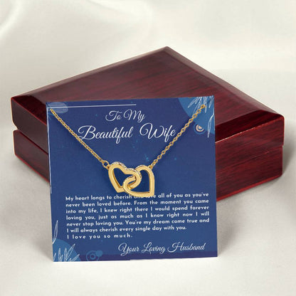 Gift For Wife My Heart Longs To Cherish And Love Interlocking Hearts Necklace