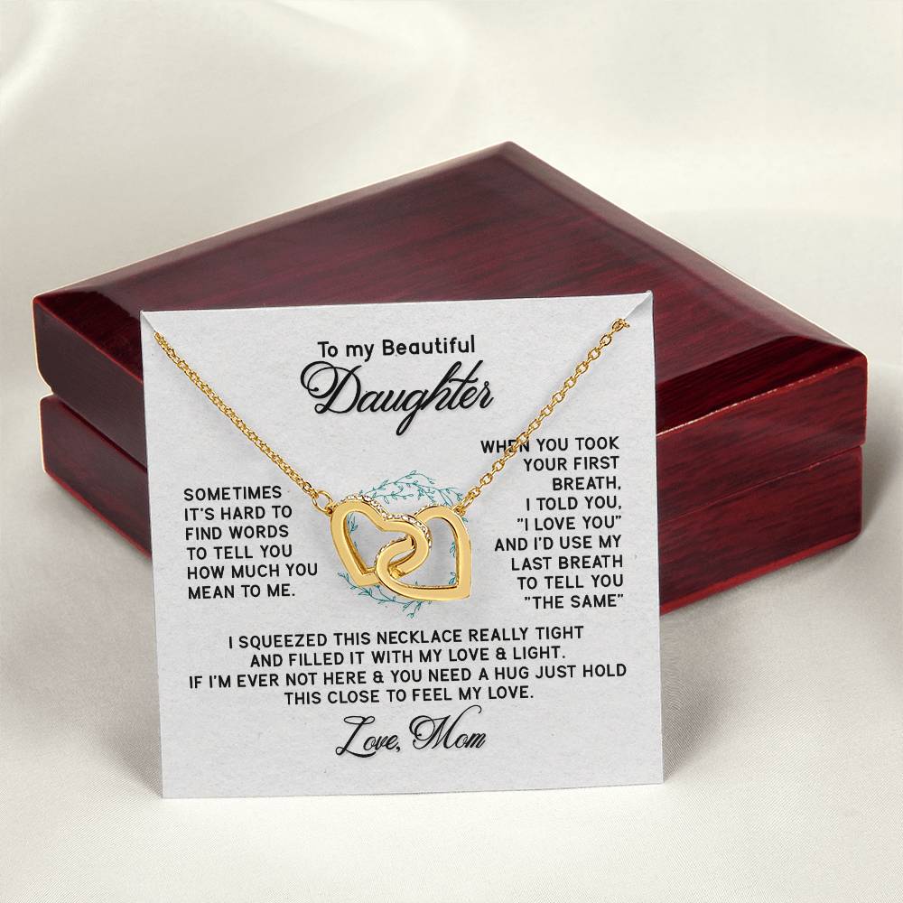 To My Beautiful Daughter Necklace From Mum To Daughter Necklace For Daughter Birthday Birthday Necklace Birthday Gifts Gift For Daughter Interlocking Hearts Necklace