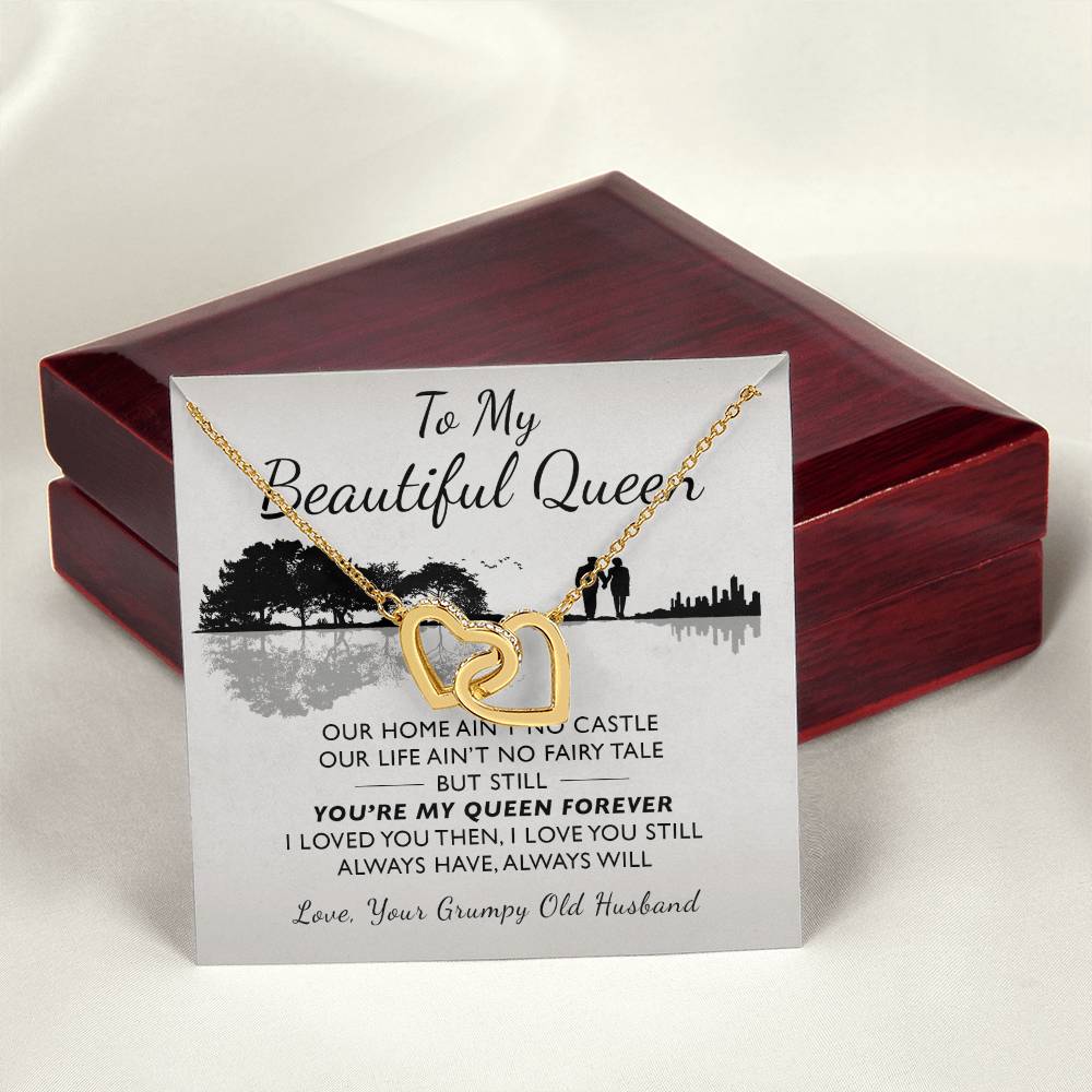 To My Beautiful Queen Interlocking Hearts Necklace