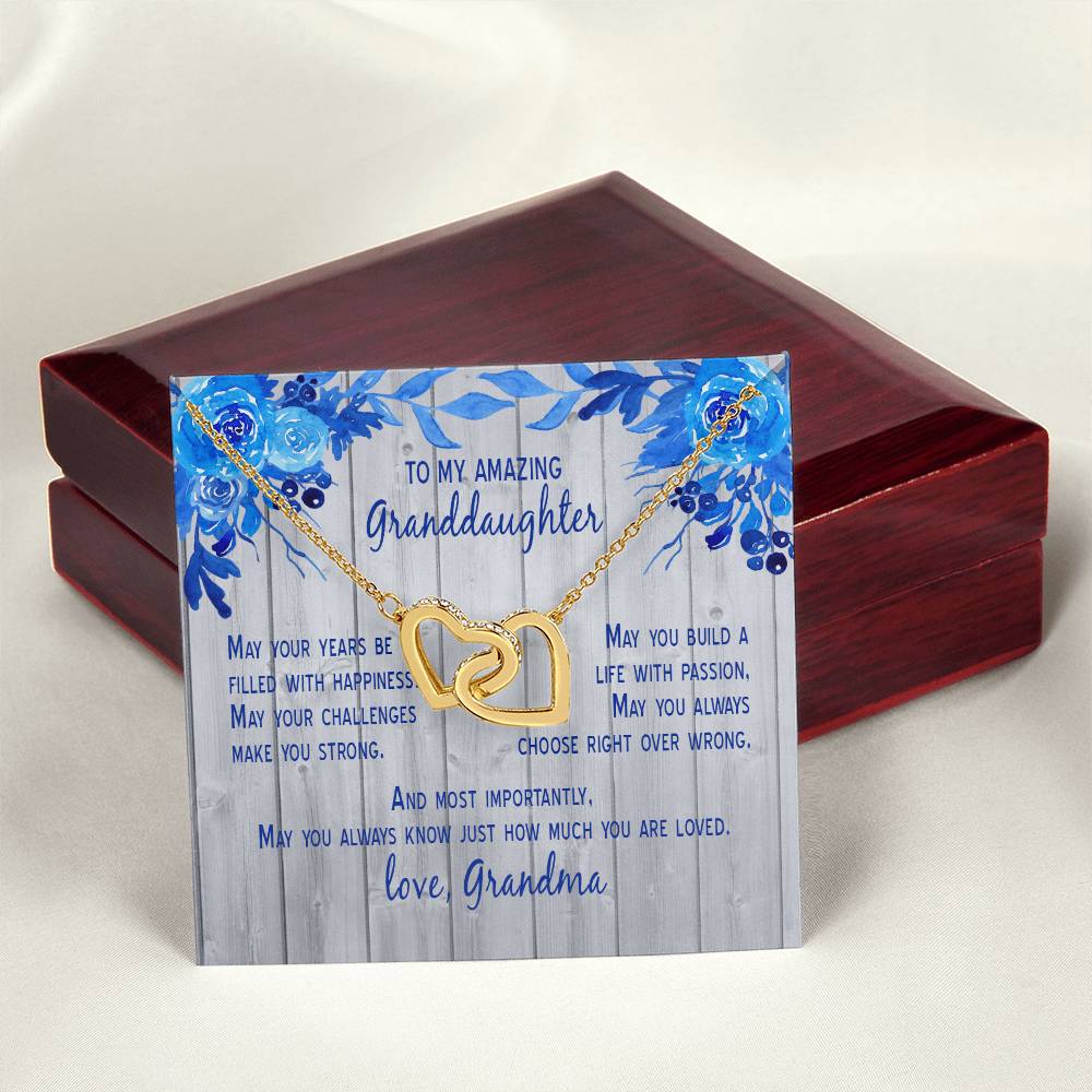 Granddaughter - May Your Years Be Filled With Happiness - Grandma Interlocking Heart Necklace Gift From Grandmother Granddaughter Birthday Gift For Granddaughter Interlocking Hearts Necklace