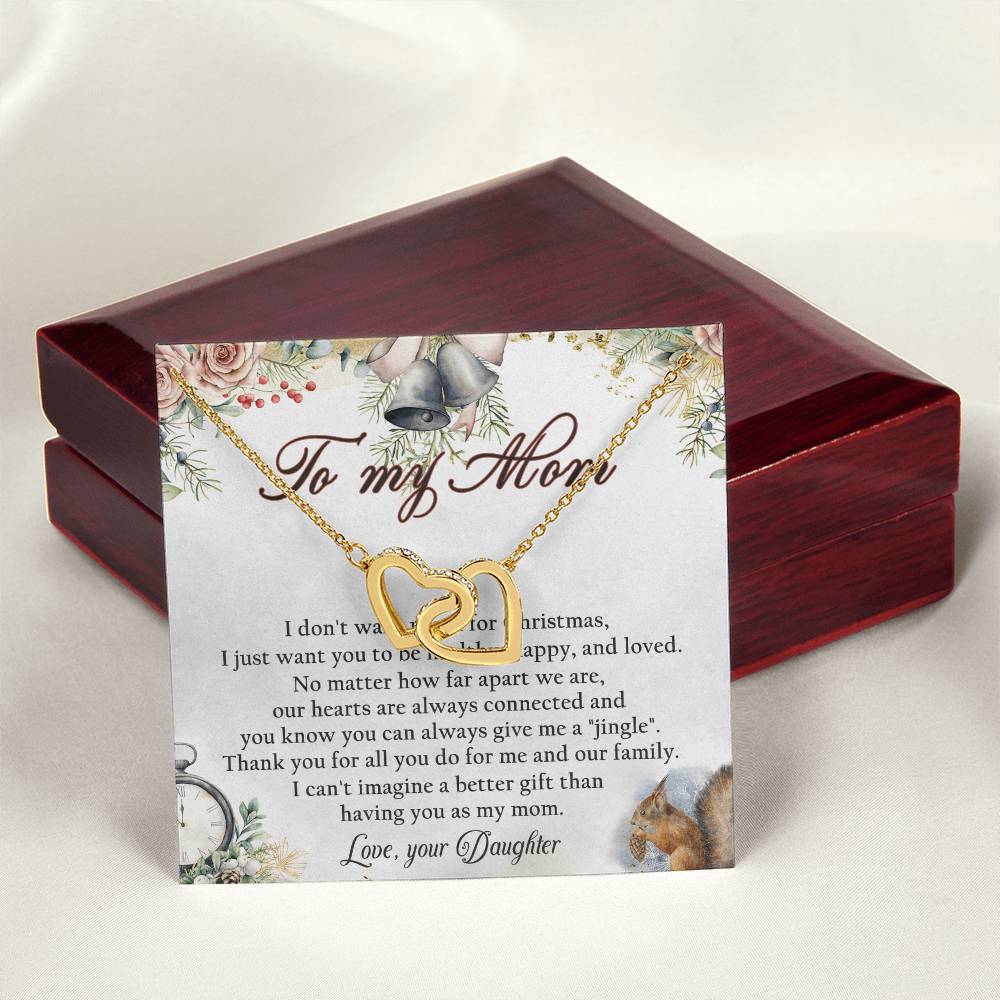 To My Mom Interlocking Hearts Necklace Message Card