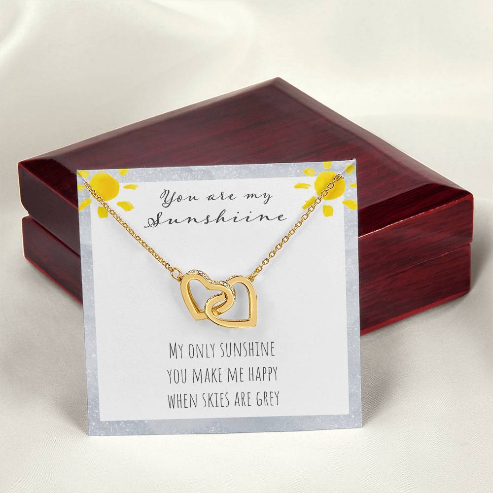 You Are My Sunshine Interlocking Hearts Necklace