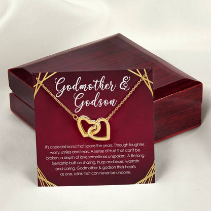 Special Bond Between Godmother & Godson Interlocking Hearts Necklace