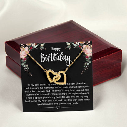 Happy Birthday To My Soul Sister Interlocking Hearts Necklace