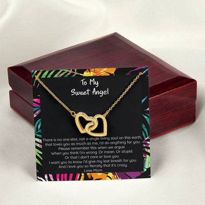 Teen Girl Sweet Angel From Mom Locked Hearts Necklace Interlocking Hearts Necklace