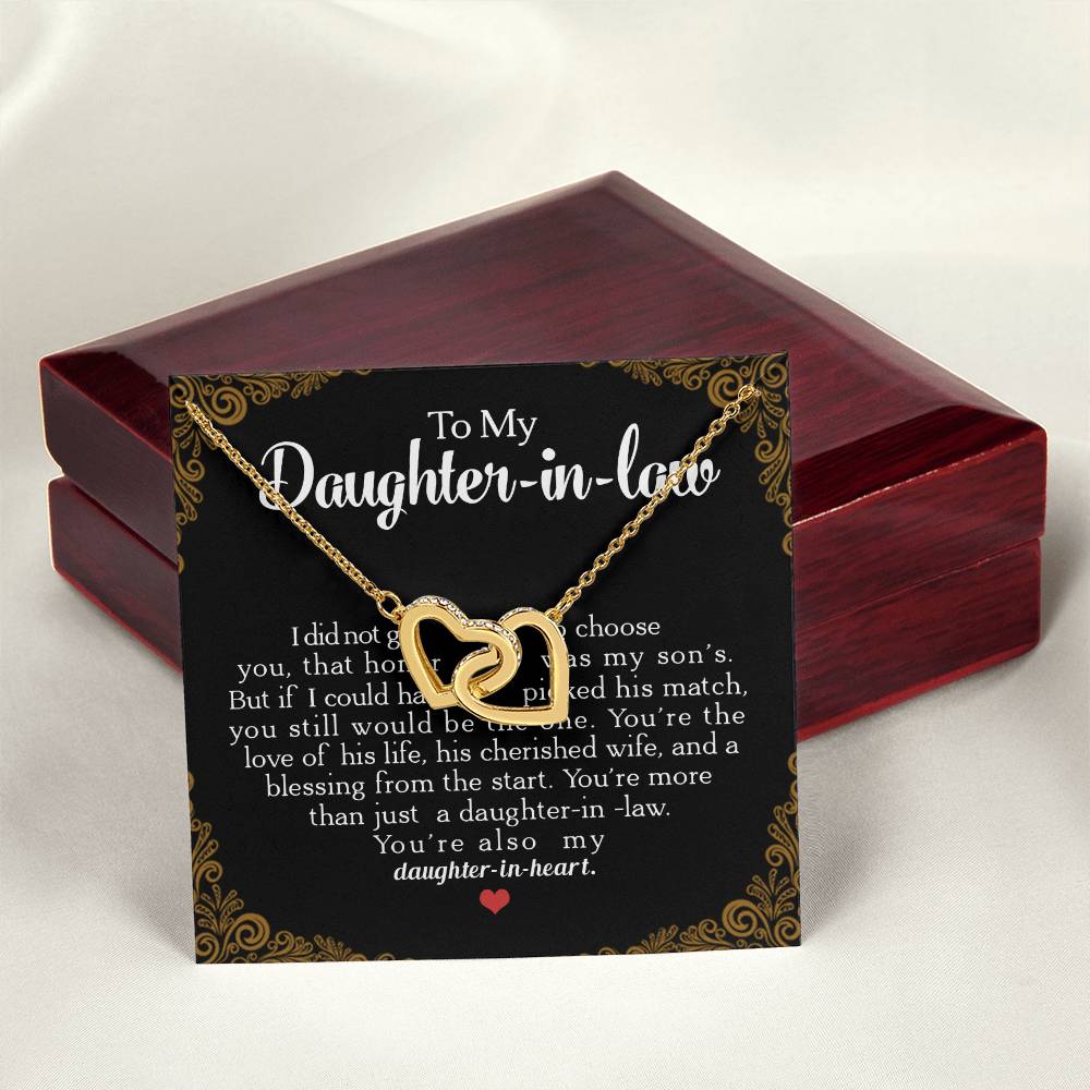 To My Daughter-In-Law You'Re Also My Daughter In Heart Interlocking Hearts Necklace