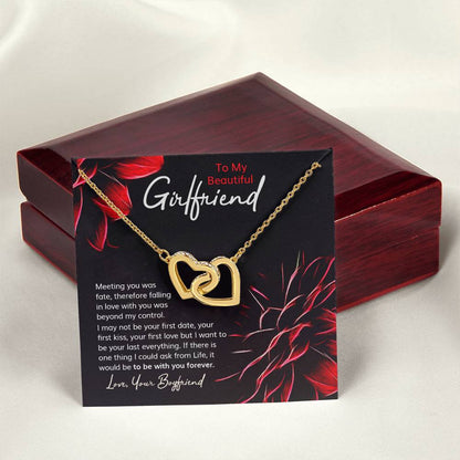 Romantic Necklace Gift With Custom Message Card Interlocking Hearts Necklace
