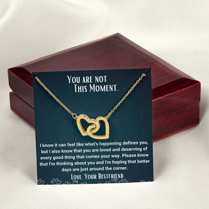 Interlocked Necklace Bestfriend Gift Encouragement Message Card Interlocking Hearts Necklace