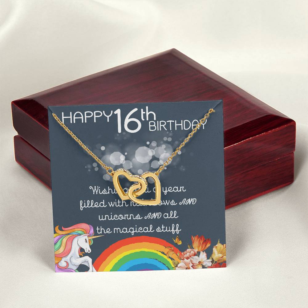 16Th Birthday Necklace Gifts For Girls Cute Unicorn 16 Years Old Girl Jewelry Gift For Daughter Niece Interlocking Necklace Xu246Il09 Interlocking Hearts Necklace