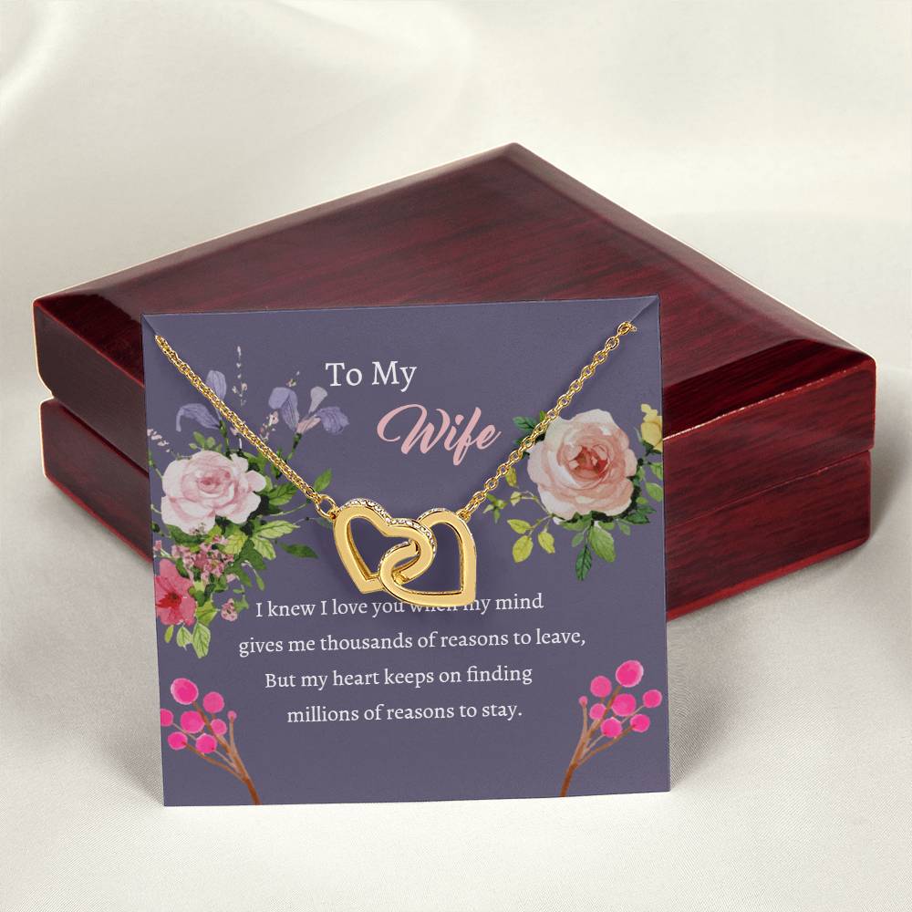 To My Wife - Mind Heart Stay - Necklace Interlocking Hearts Necklace