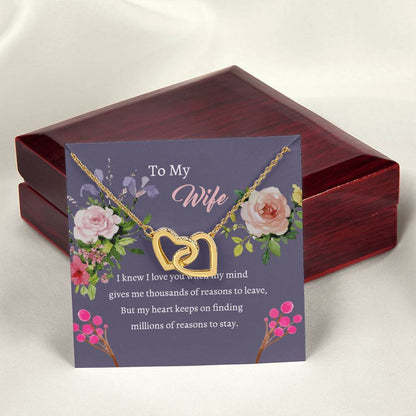 To My Wife - Mind Heart Stay - Necklace Interlocking Hearts Necklace
