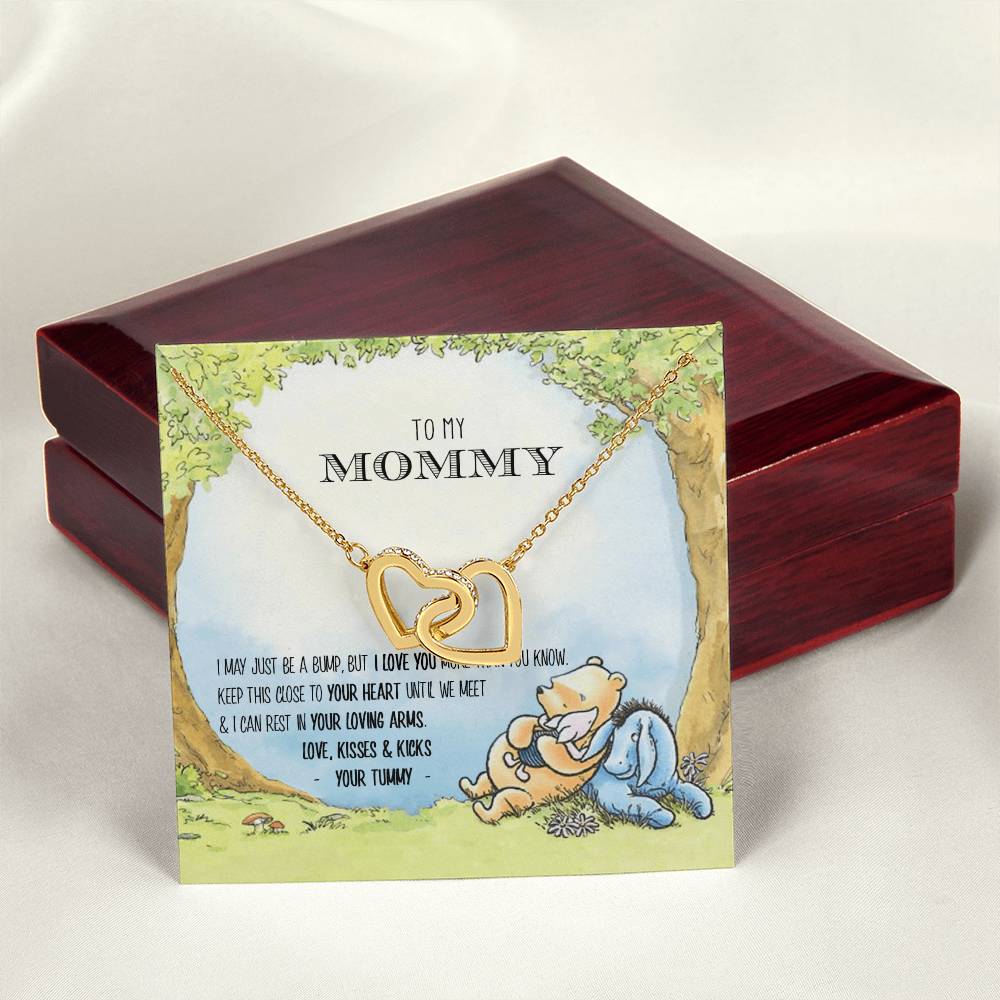 New Mommy Necklace New Mom Gift Mom To Be Winnie The Pooh Baby Shower Gift First Time Mom Pregnancy Gift New Mommy Gift Idea Interlocking Hearts Necklace