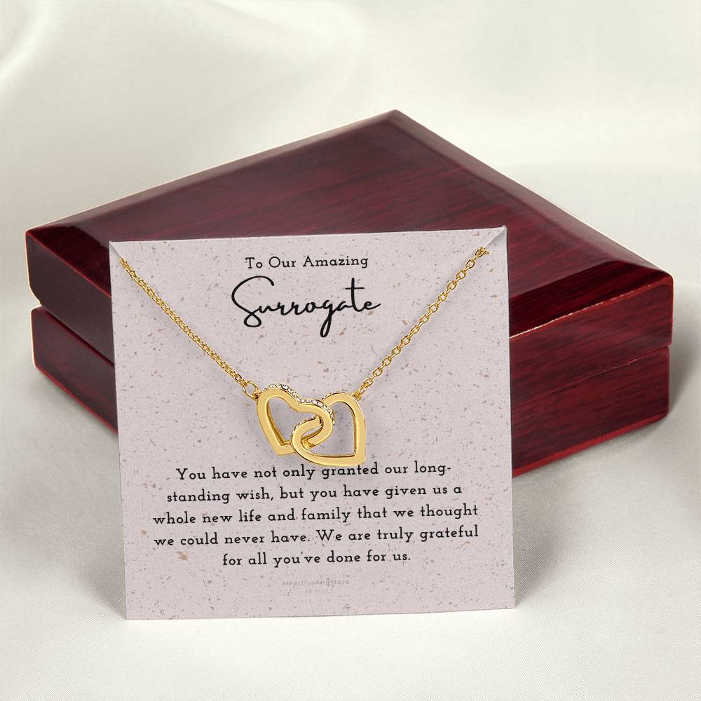 Surrogate Appreciation Gift Surrogate Gift Surrogate Gift With Message Card Surrogate Transfer Day Thank You Gift Interlocking Hearts Necklace