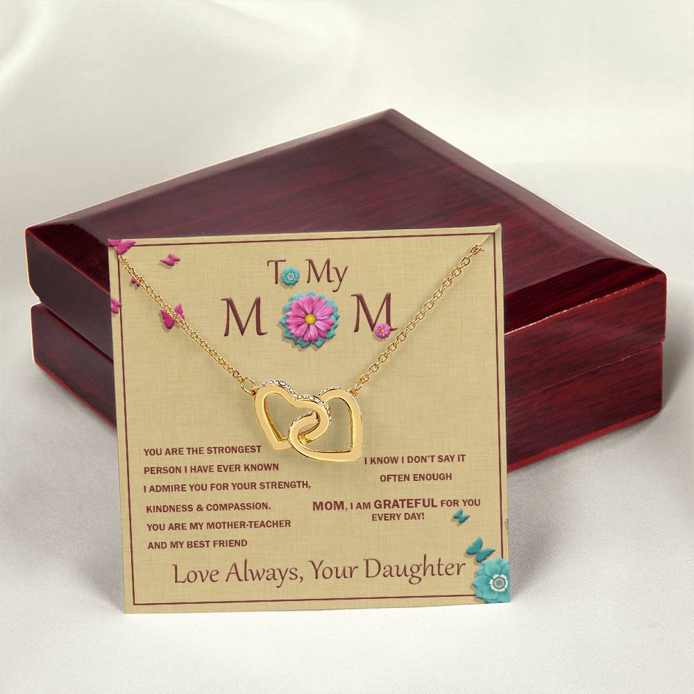 Interlocking Heart Necklace For Mother With Message Card Interlocking Hearts Necklace