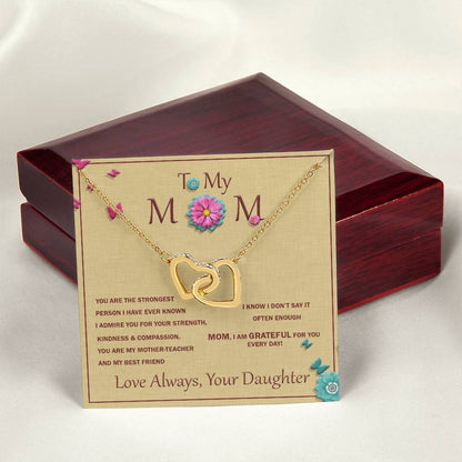 Interlocking Heart Necklace For Mother With Message Card Interlocking Hearts Necklace