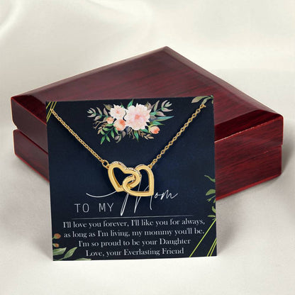 To My Mom Interlocking Hearts Necklace Message Card