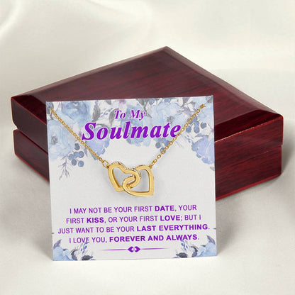To My Soulmate Last Everything - Interlocked Interlocking Hearts Necklace