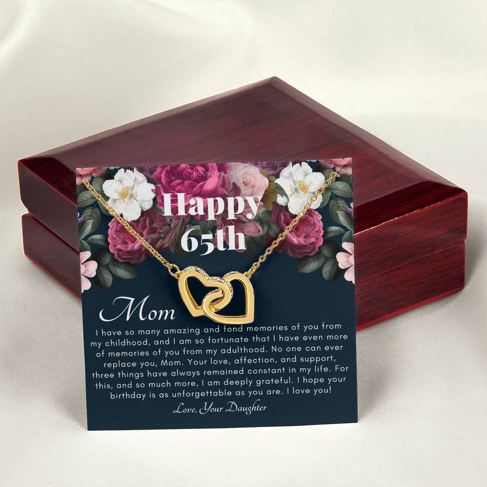Mother'S 65Th Birthday Gift Gift For Mom On Her Birthday Gift For Mom From Daughter Mom Necklace Best Mom Gift Message Card Interlocking Hearts Necklace