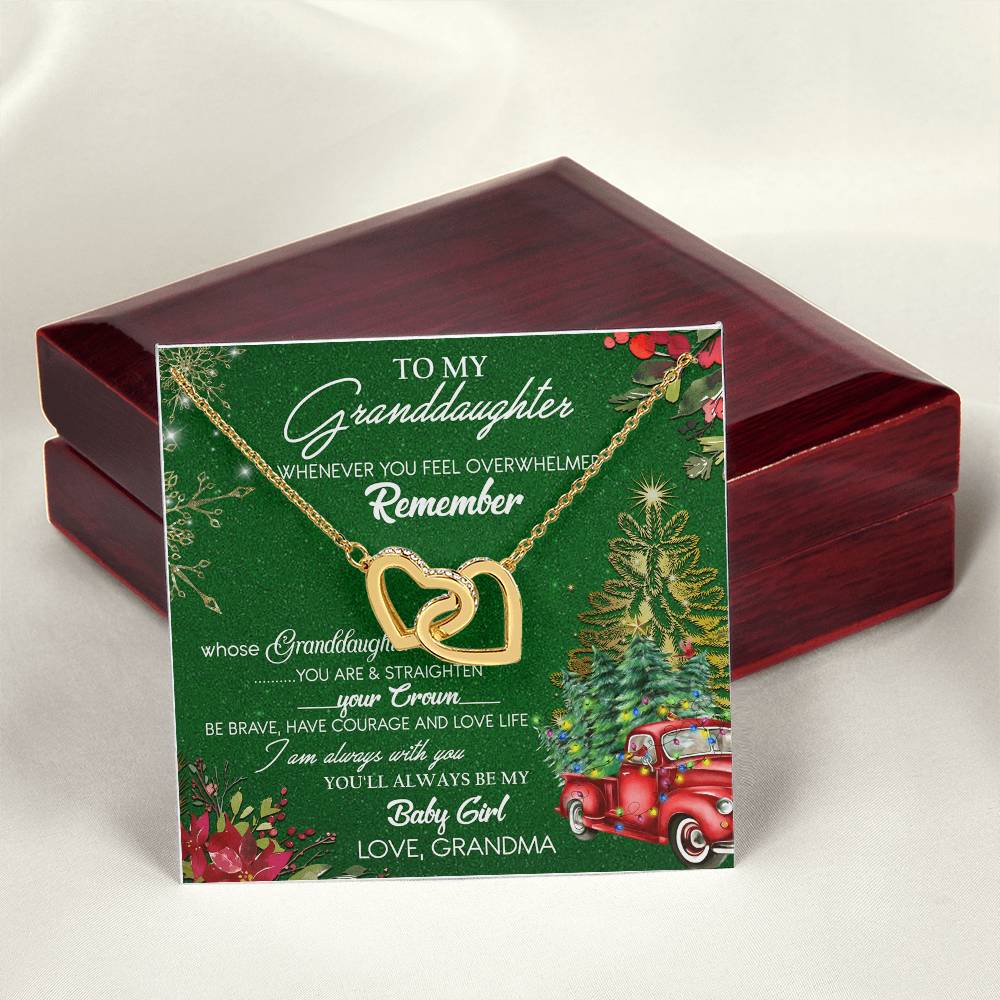 To My Granddaughter My Baby Girl Interlocking Hearts Necklace Christmas Message Card