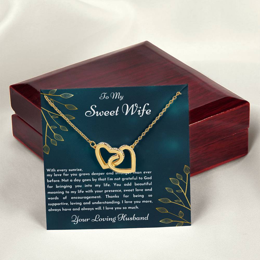 Gift For Wife With Every Sunrise Interlocking Hearts Necklace