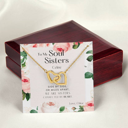 To My Soul Sister Interlocking Hearts Necklace