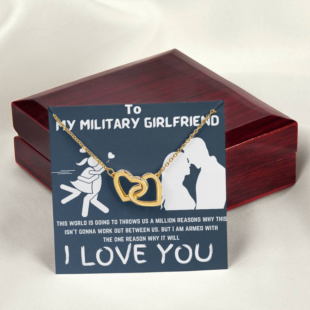 Gift For Military Girlfriend Interlocking Hearts Necklace