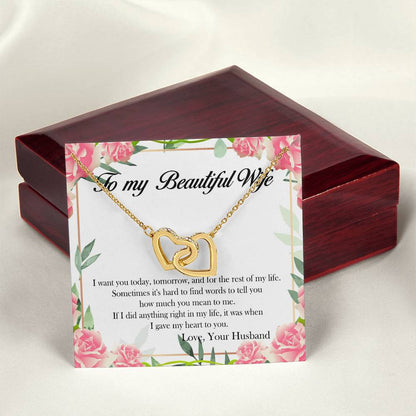 To My Beautiful Wife Interlocking Hearts Necklace