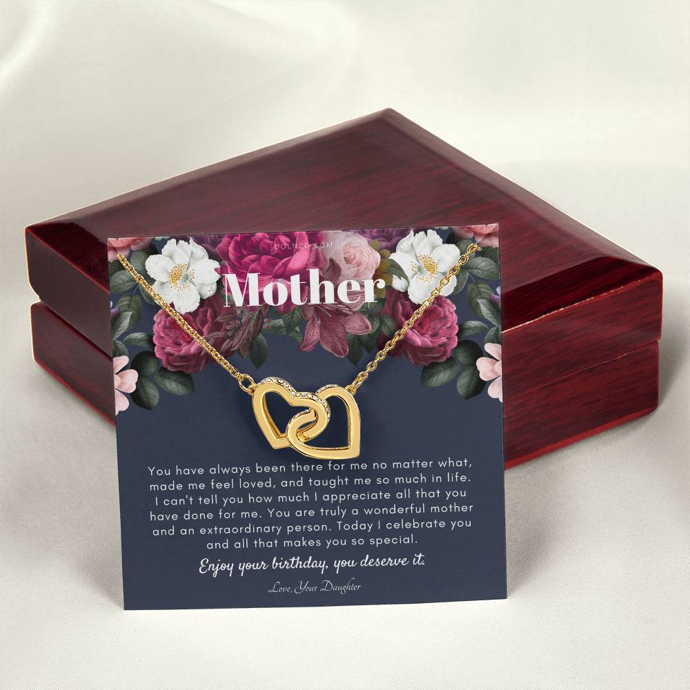 Mother'S Birthday Gift Necklace For Mom'S Birthday Elegant Gift For Mom From Daughter Best Mom Gift Message Card Interlocking Hearts Necklace