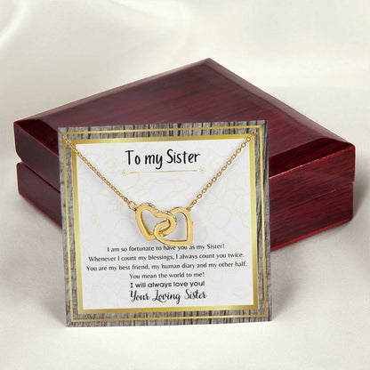 To My Sister Interlocking Hearts Necklace