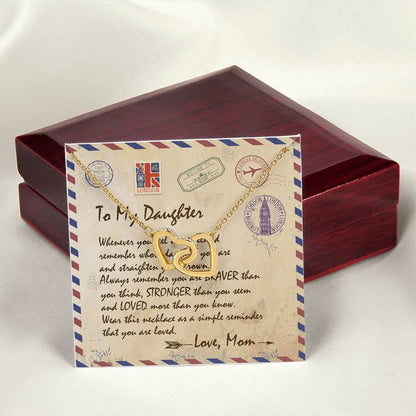 To My Daughter Email Letter Interlocking Heart Necklace Birthday Message Card Interlocking Hearts Necklace